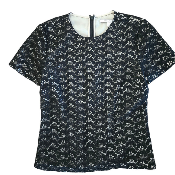 DVF Cindy Top Acorn Lace Black/Nude Size: 4 - Picture 1 of 4